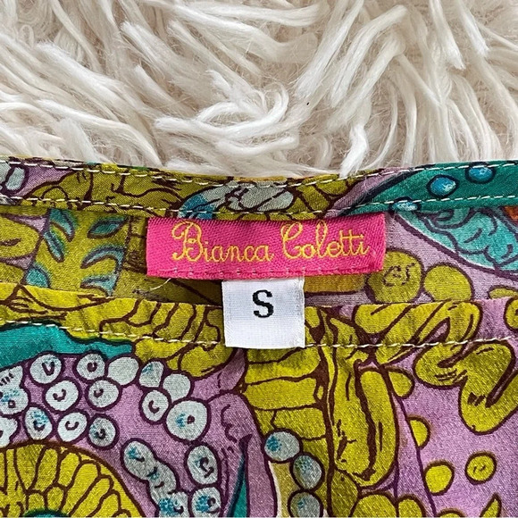 Bianca Coletti silk dropped elastic waist dolman sleeve mini beach dress S - Picture 4 of 8